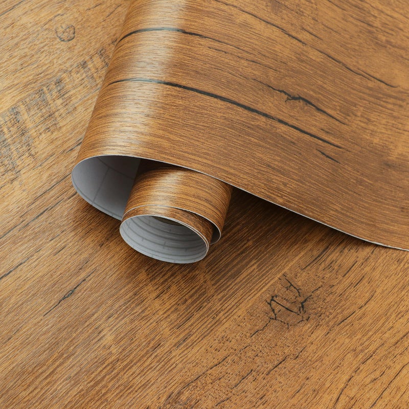 EeeComing 197.7" X17â€Vintage Wood Wallpaper Distressed Wood Contact Paper Wood Grain Wallpaper Peel and Stick Wallpaper Self Adhesive Removable Wood Look Shelf Paper - Image 1